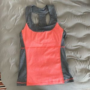 90° bright coral & grey athletic top. Size XS
